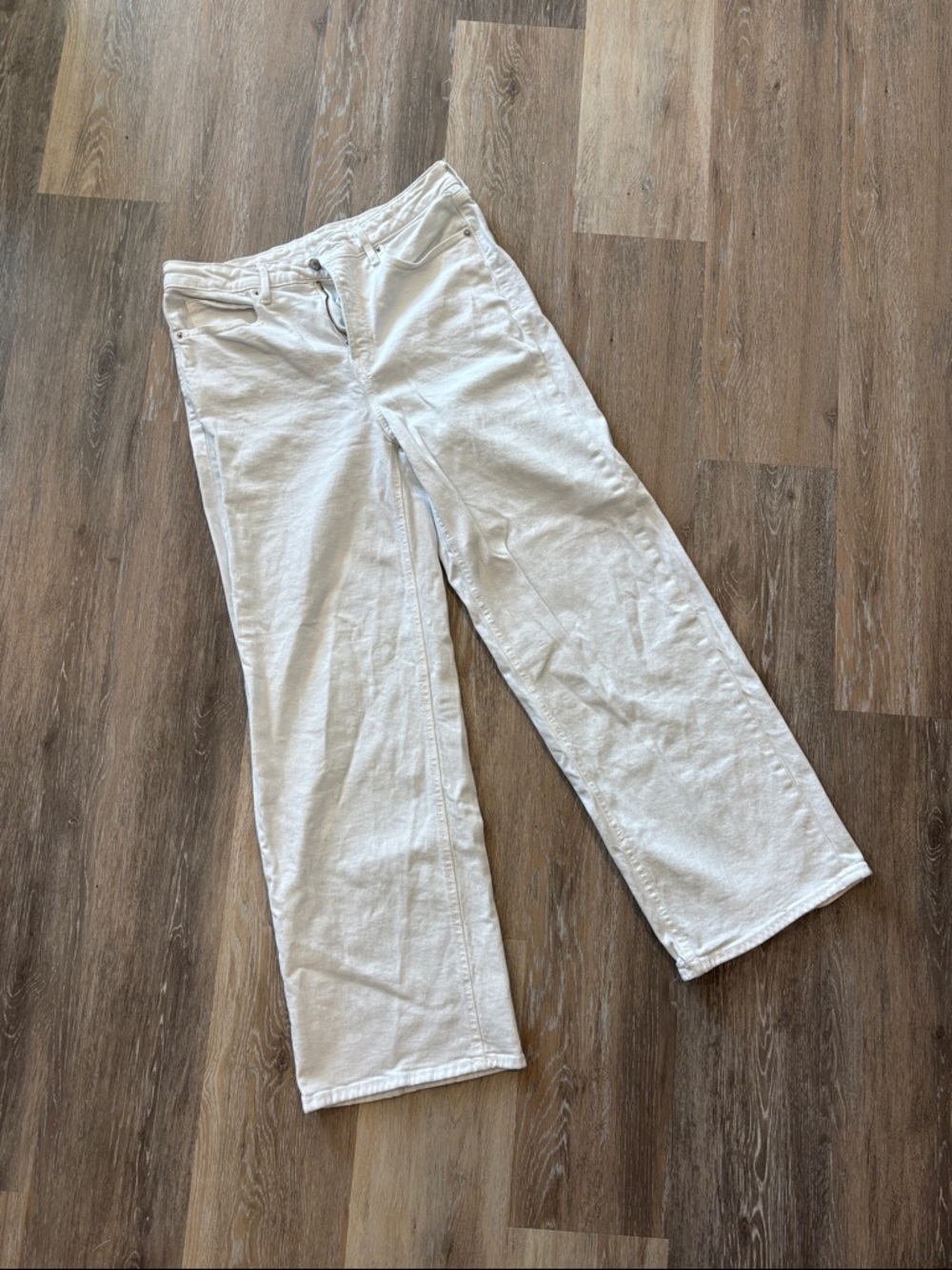 White Wide Straight Leg Pants